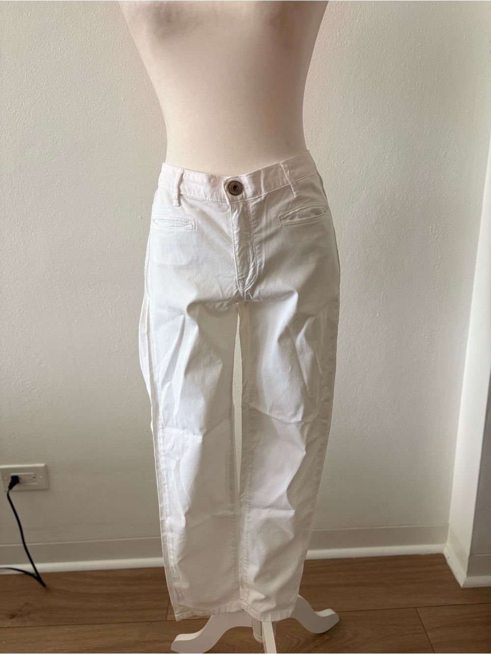 NWT Denim Studio Paris Lenny White Canvas Stretch Pants Straight Leg 31 32